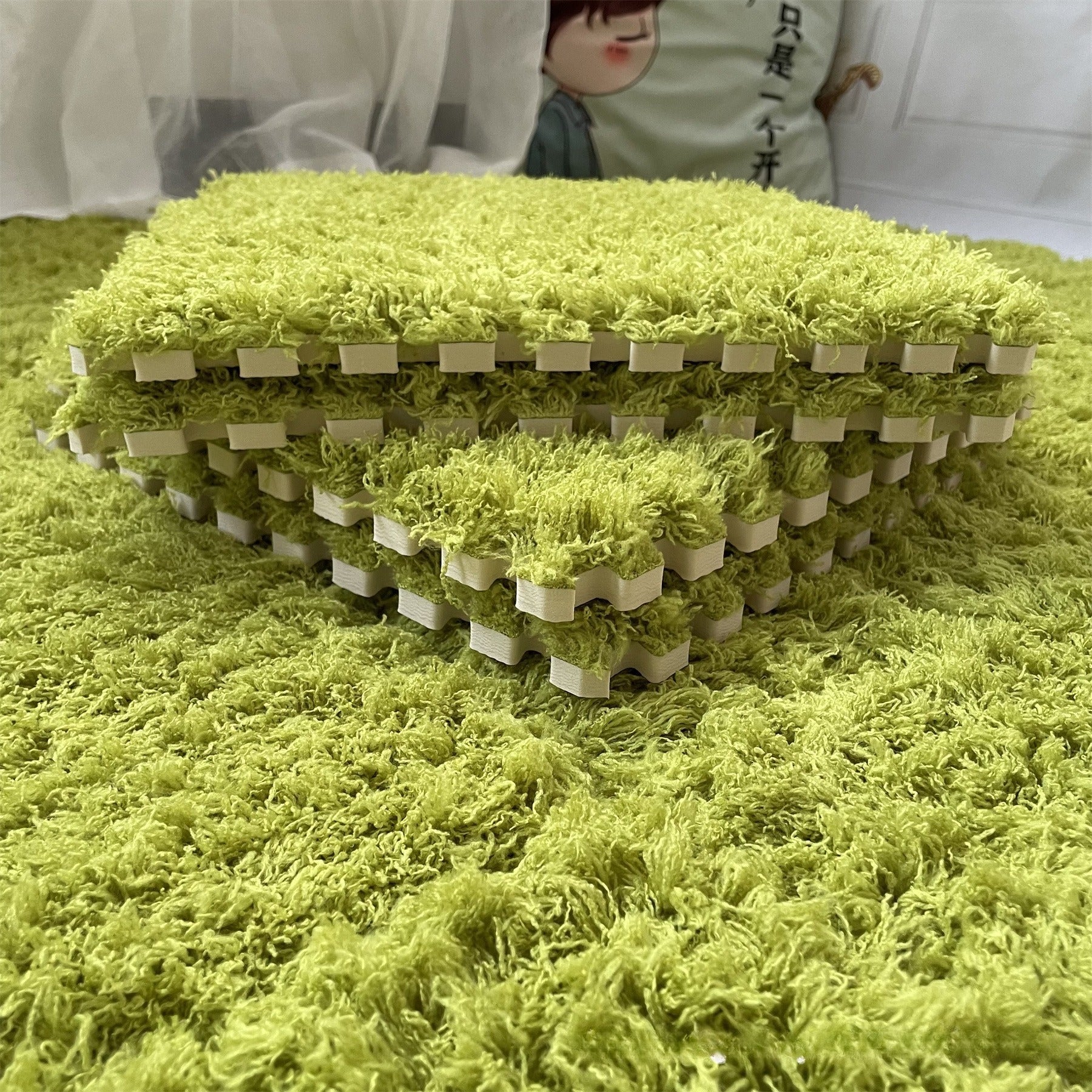 Fluffy Puzzle Tile Set - Fresh Lawn