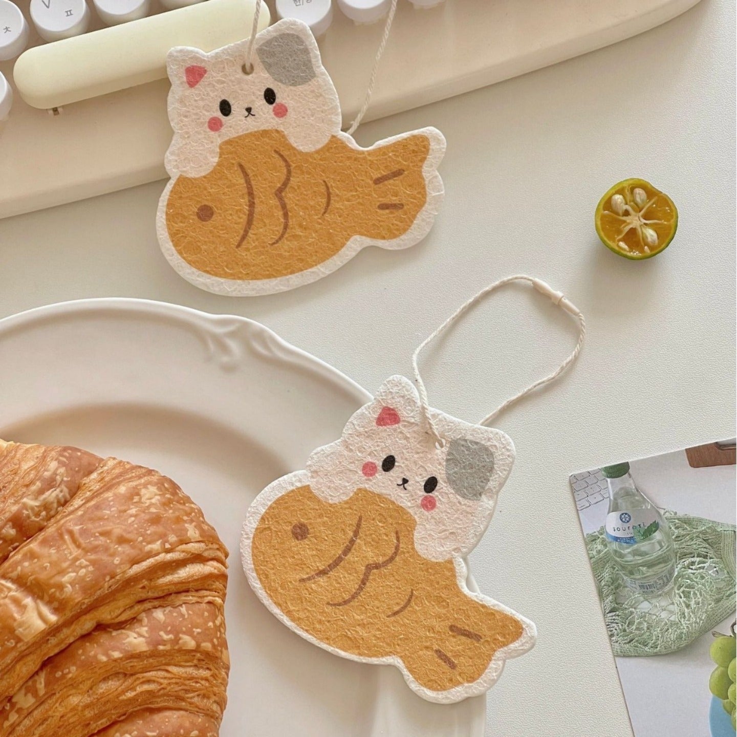 Taiyaki Kitty Dish Sponge Set