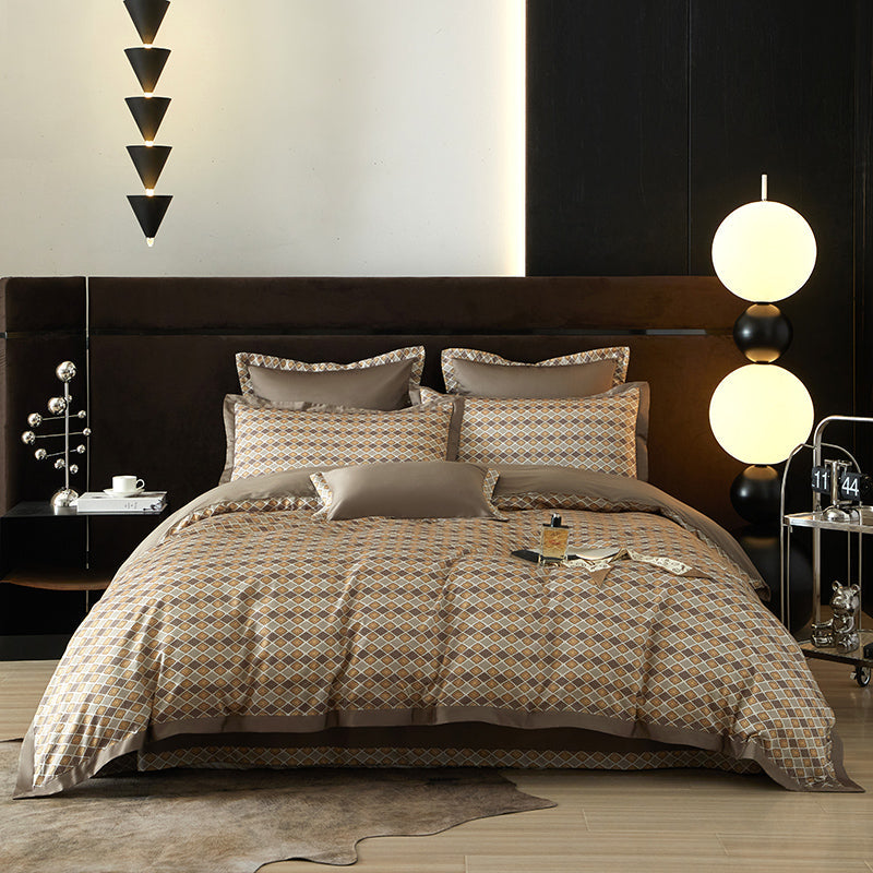Lumiera Trellis Printed Luxury Egyptian Cotton Bedding Set