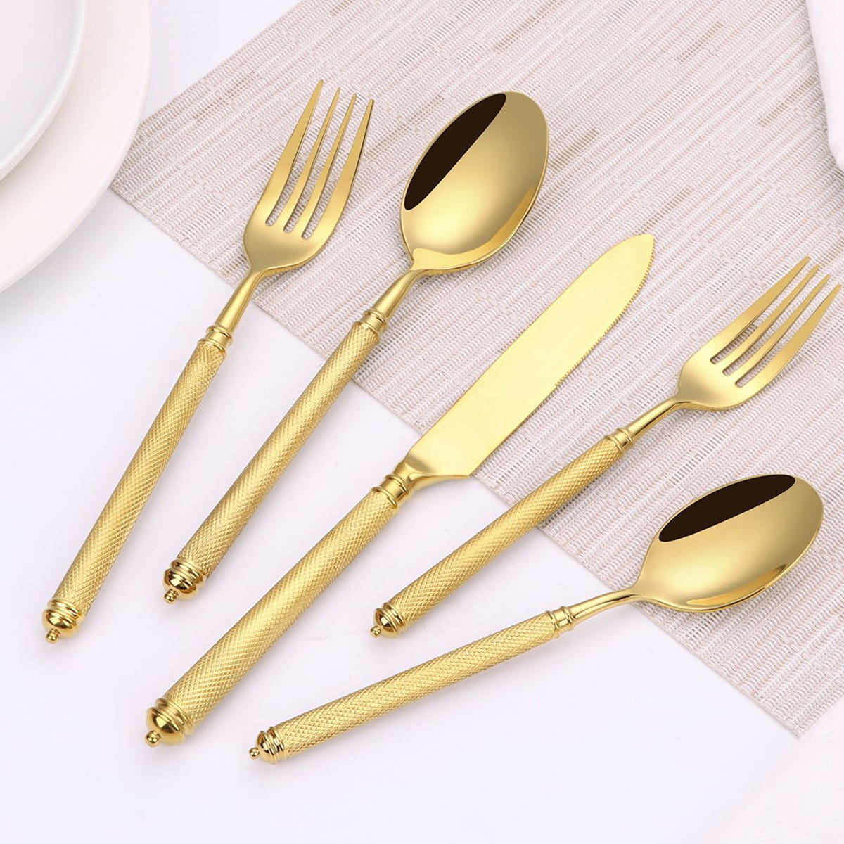 Naila Gold Textured Handle Stainless Steel Cutlery Set