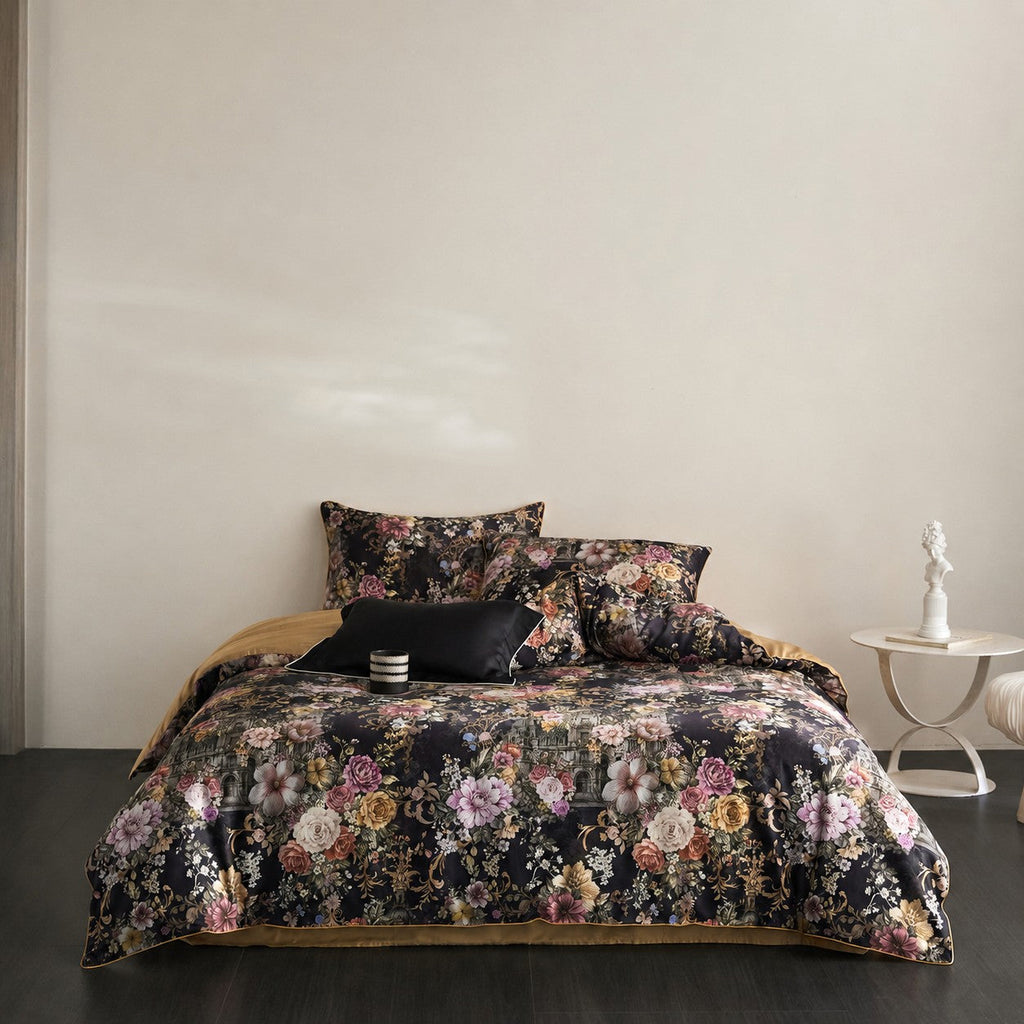 Cyria Midnight Garden Floral Egyptian Cotton Bedding Set