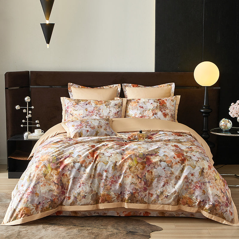 Monetta Floral Bloom Printed Luxury Egyptian Cotton Bedding Set