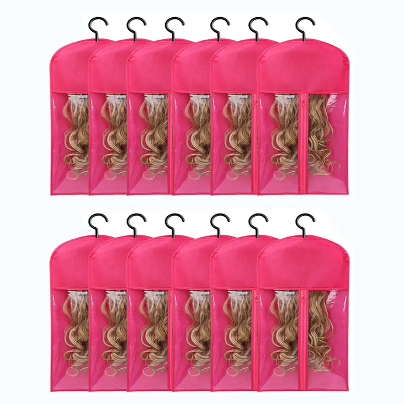 6PCS Wig Storage Bags with Hanger, 23.6" x 11.8"Wig Storage for Multiple Wigs
