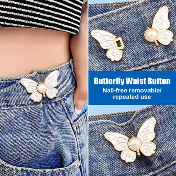 🌸🦋 Removable Butterfly Waist Adjustment Buckle – No‑Tool, Adjustable Fit for Jeans, Skirts & Dresses, Creates Hourglass Shape ✨👗💃