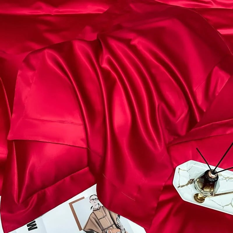 Neo Red Silky Egyptian Cotton Bedding Set