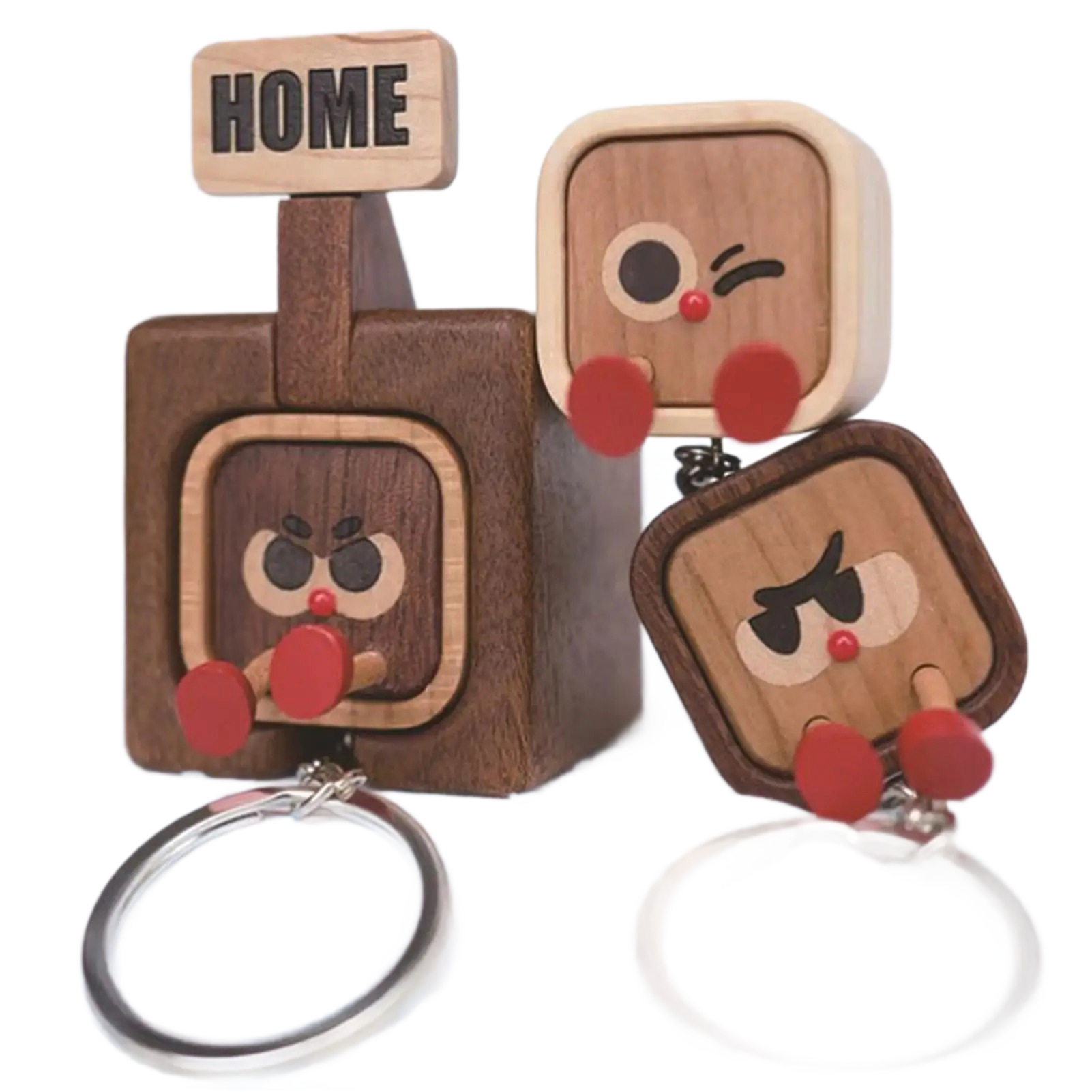 "HOME&OUT" Magnetic Solid Wood Keychain