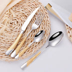 Ferran Gold Silver Diagonal Textured Stainless Steel Cutlery Set