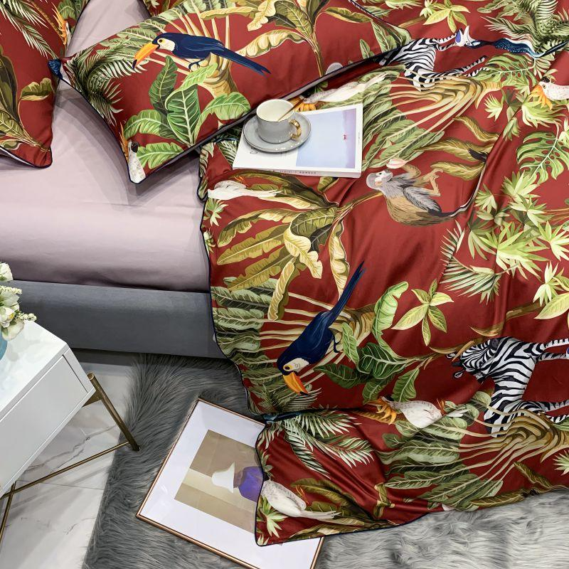 Exotic Garden Red Egyptian Cotton Bedding Set