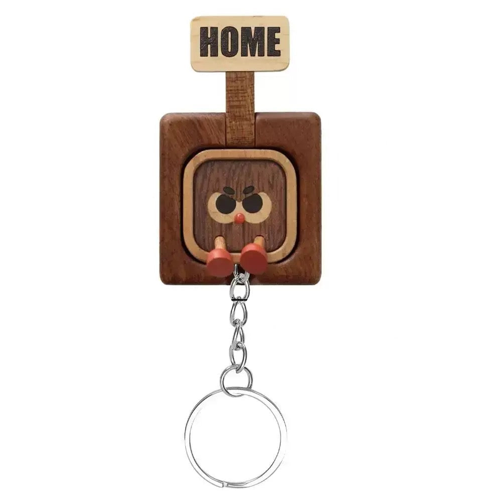 "HOME&OUT" Magnetic Solid Wood Keychain