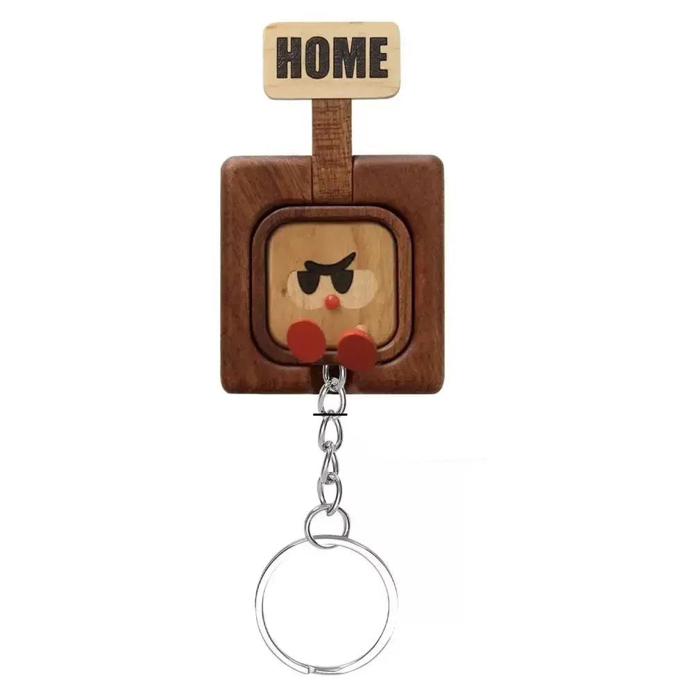 "HOME&OUT" Magnetic Solid Wood Keychain