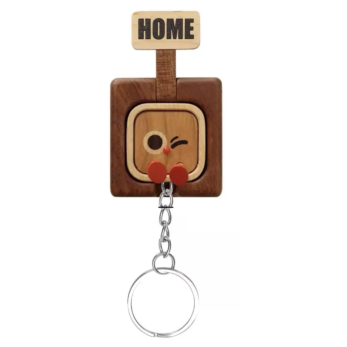 "HOME&OUT" Magnetic Solid Wood Keychain