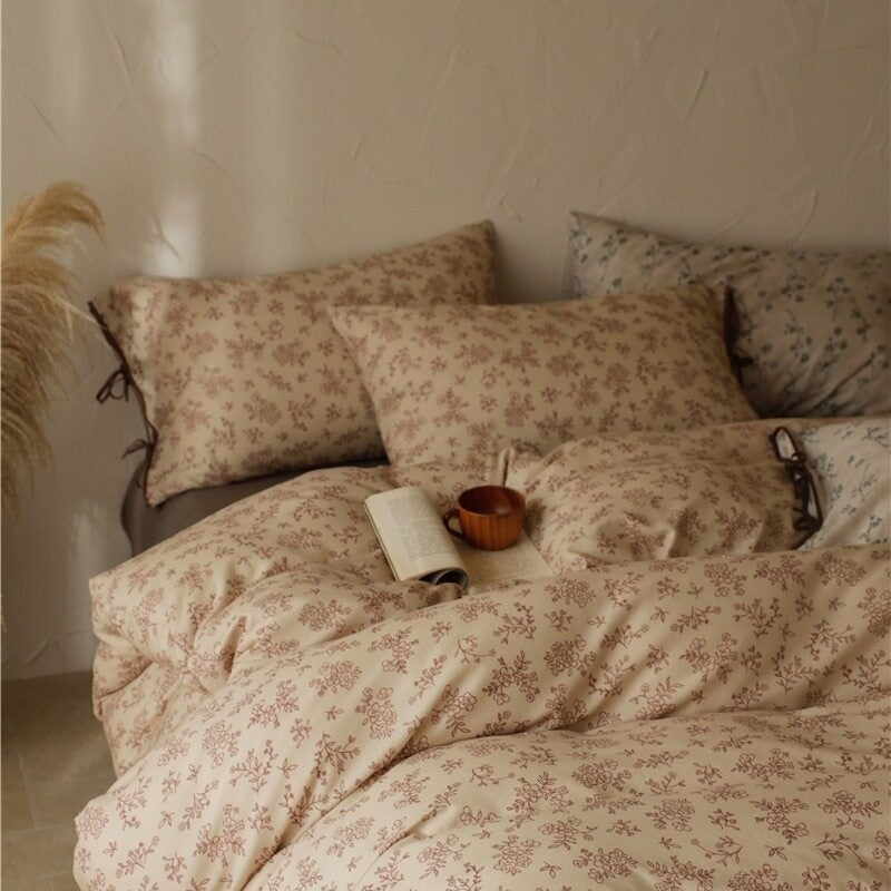 Warm Taupe Ditsy Floral Bedding Set