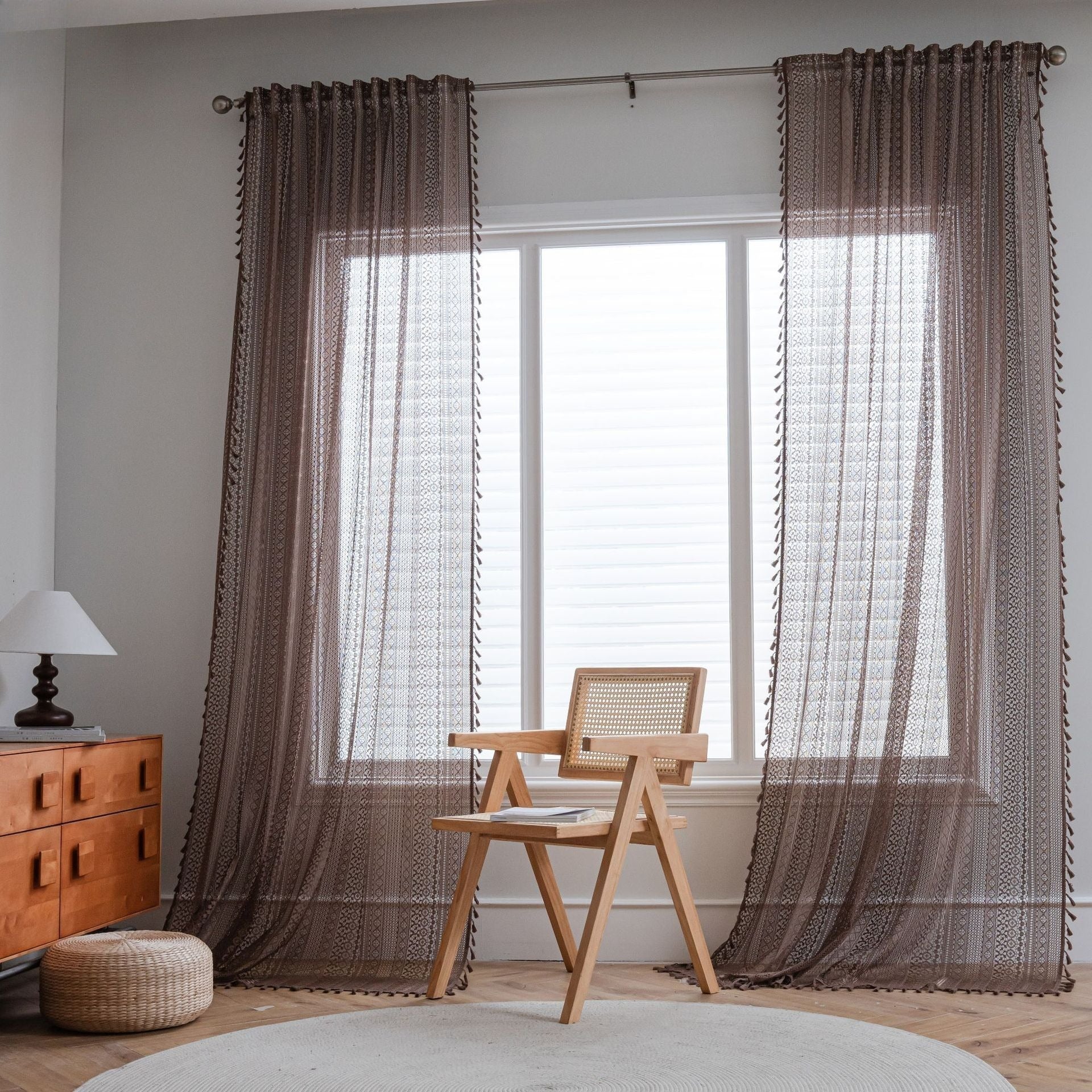 Soft Glow Lace & Fringe Curtain