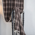 Chocolate Plaid Tassel Curtain