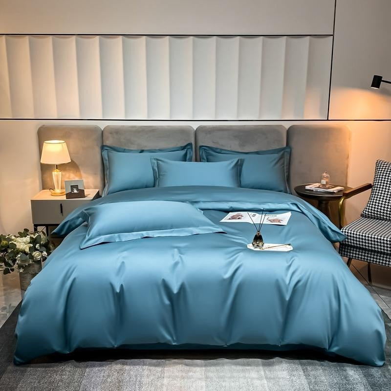Neo Sky Blue Silky Egyptian Cotton Bedding Set