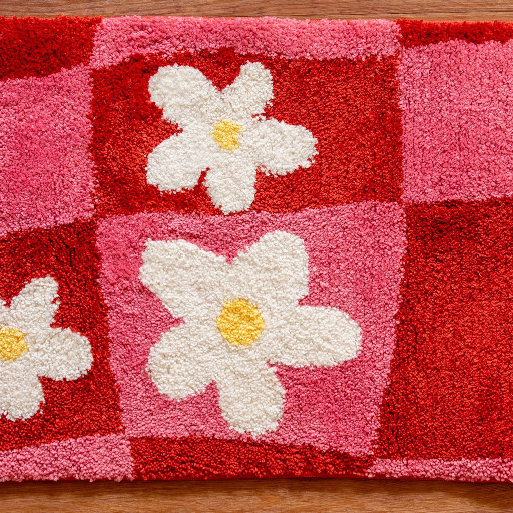 Checkerboard Daisy Bath Mat