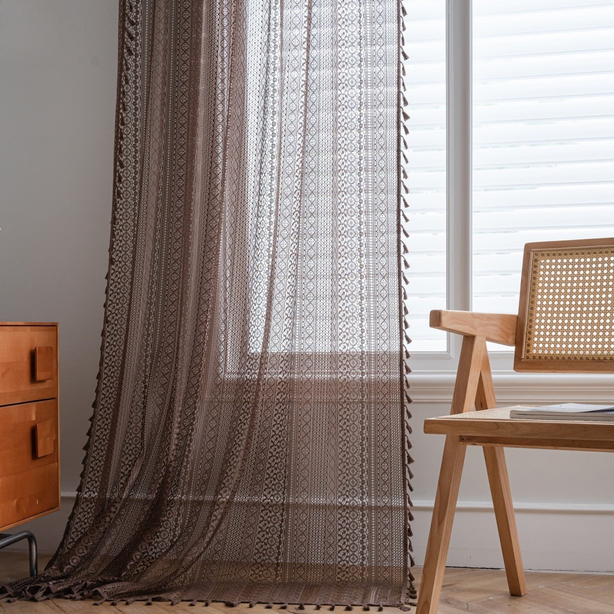Soft Glow Lace & Fringe Curtain