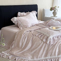 Vivian Bow Jacquard Summer Quilted Blanket Set