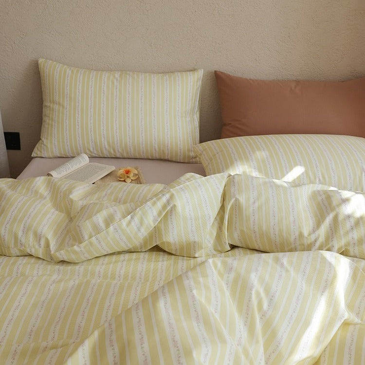 Yellow Striped Bedding Set