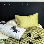 Puppy Green Striped Bedding Set