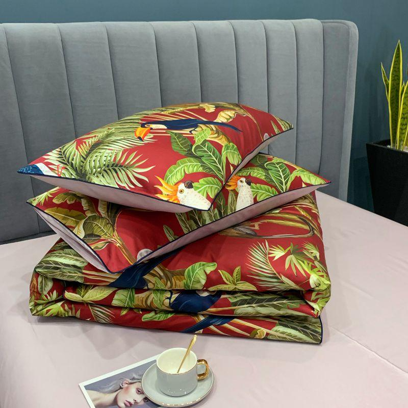 Exotic Garden Red Egyptian Cotton Bedding Set