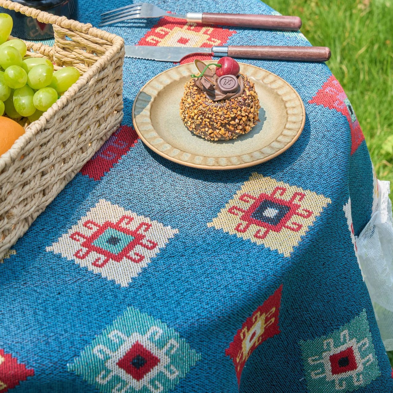 Blue Patchwork Table Cloth