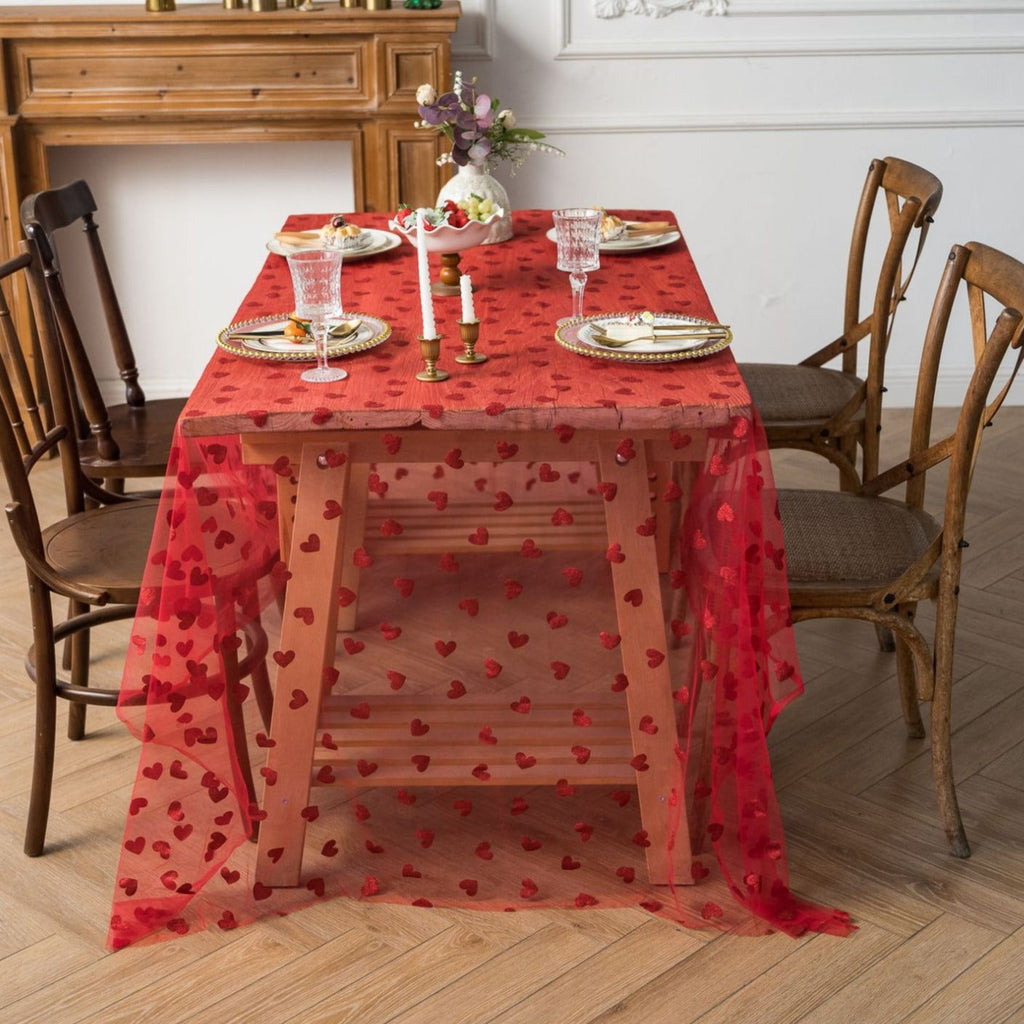 Love Heart Mesh Tablecloth