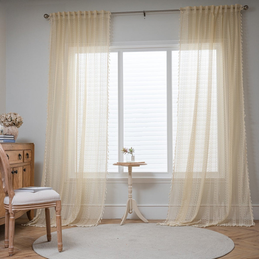 Soft Glow Lace & Fringe Curtain