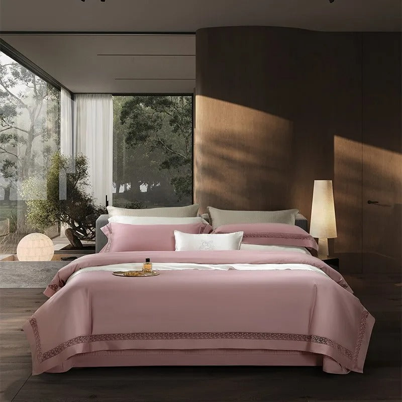 Elysium Rose Lace Luxury Egyptian Cotton Bedding Set