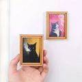 Funny Cat Fridge Magnet - Vintage Art Frame