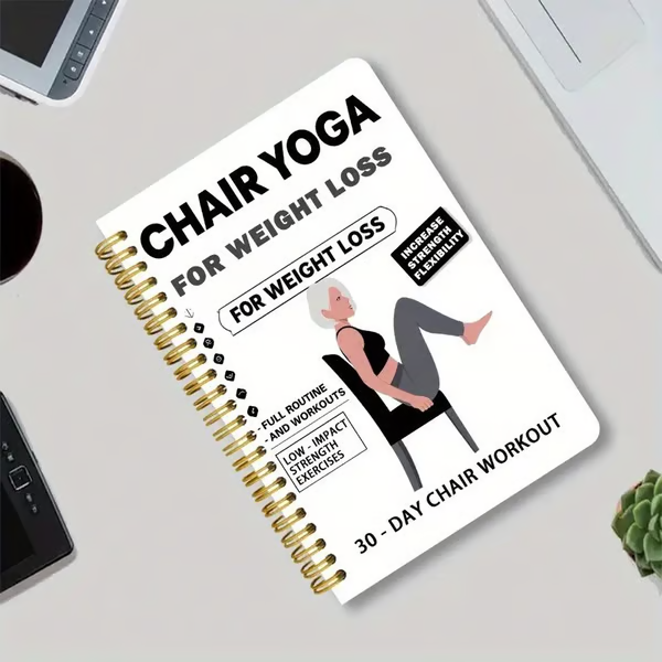 🔥30-Day Chair Yoga Weight Loss Spiral-Bound Notebook & Step-by-Step Exercise Guide - At-Home Fitness Journal