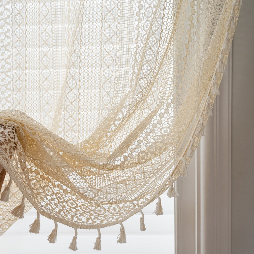 Soft Glow Lace & Fringe Curtain