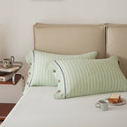 Stripe & Button Pillowcase Set