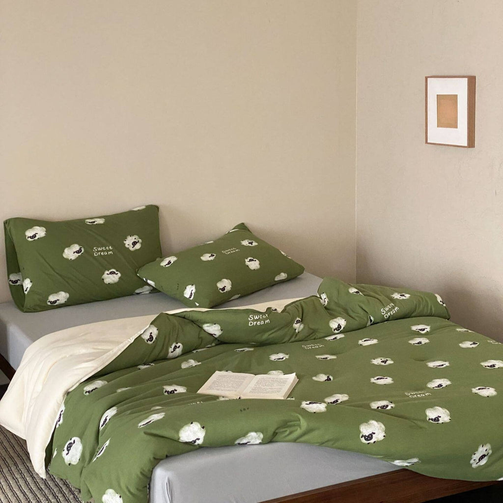 Pasture Sheep Summer Quilted Blanket