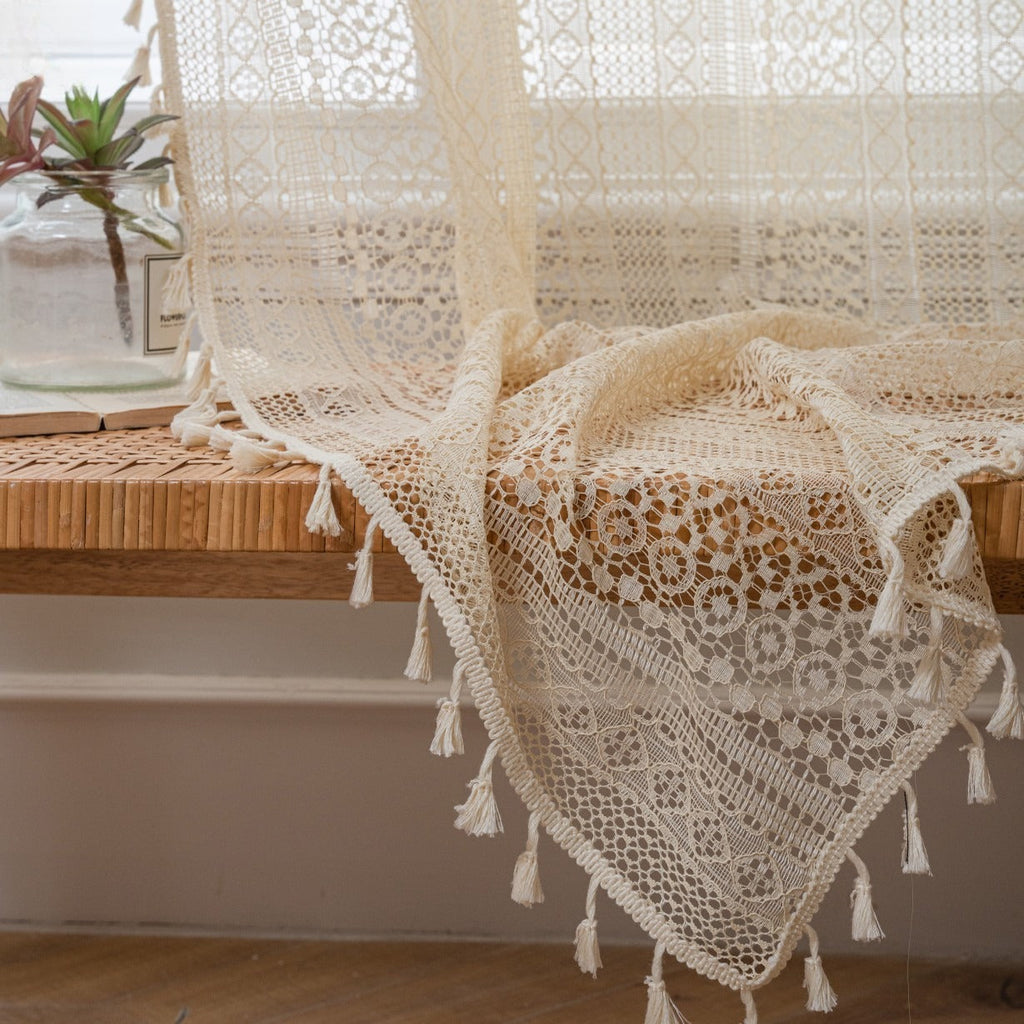 Soft Glow Lace & Fringe Curtain
