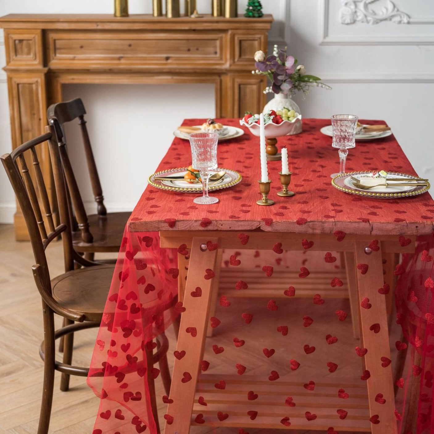 Love Heart Mesh Tablecloth