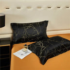Nero Black Marble Luxury Egyptian Cotton Satin Bedding Set
