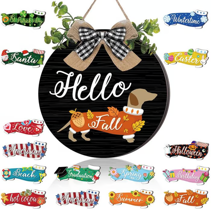 16pcs Interchangeable Dachshund Sign Dog Welcome Sign