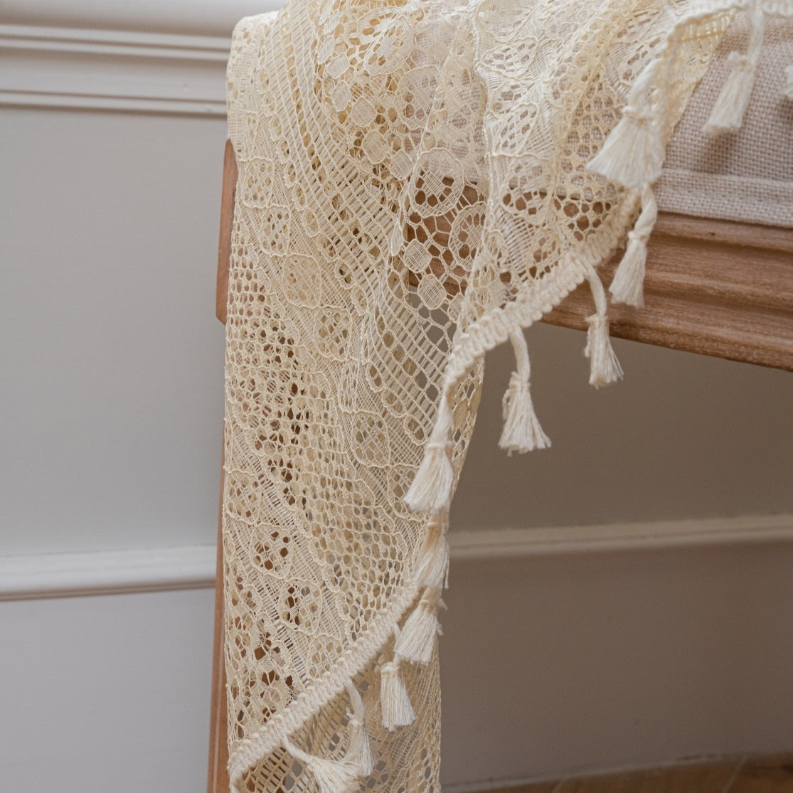 Soft Glow Lace & Fringe Curtain