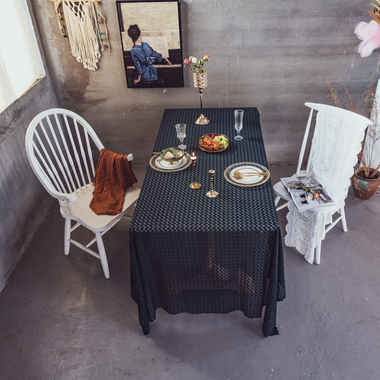 Rustic Ripple Lace Tablecloth