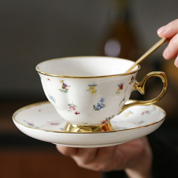 Golden Garden Sprig Teacup Set