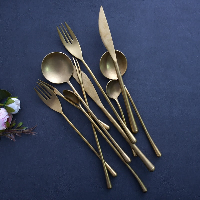 Retro Matte Gold Cutlery