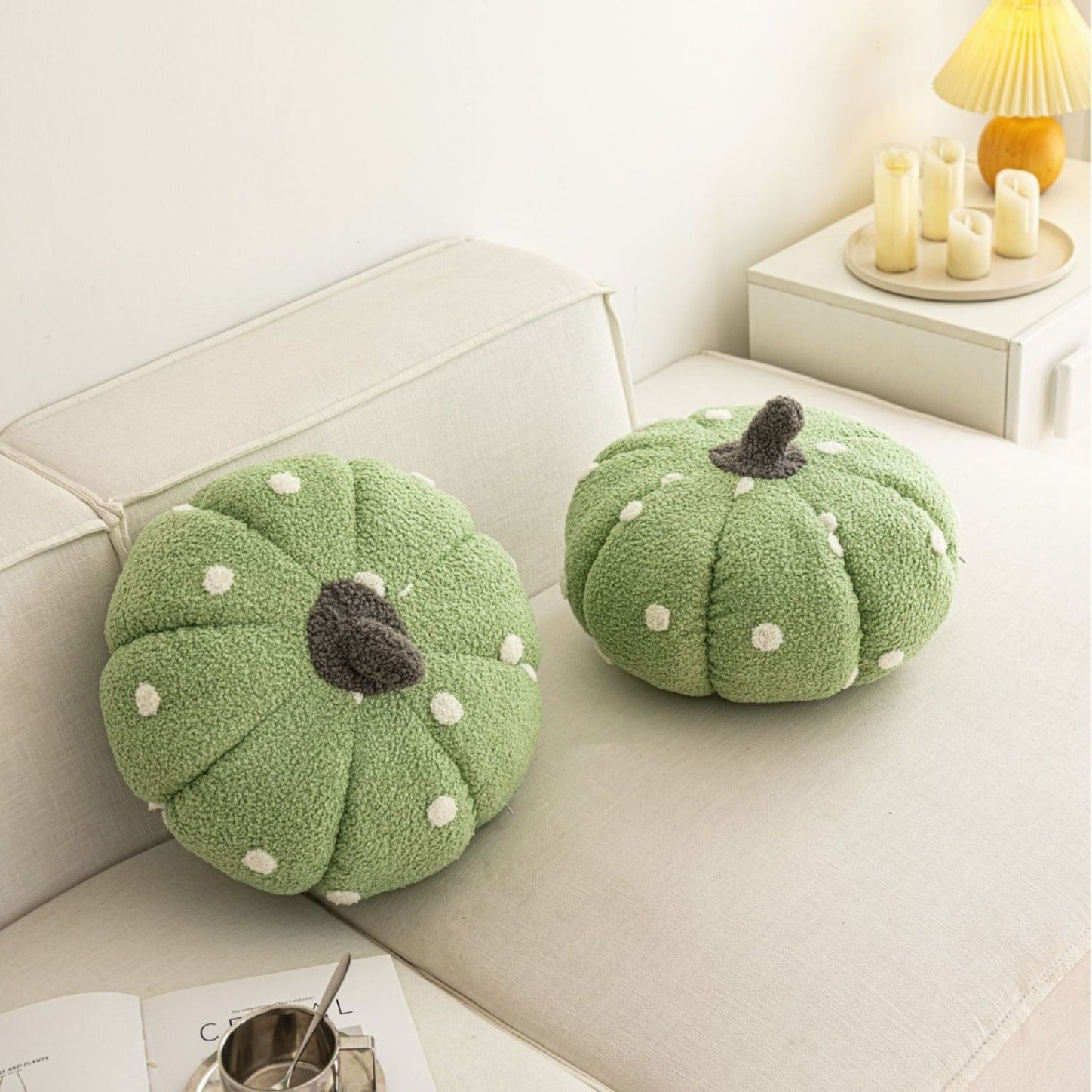 Cottage Pumpkin Dot Pillow