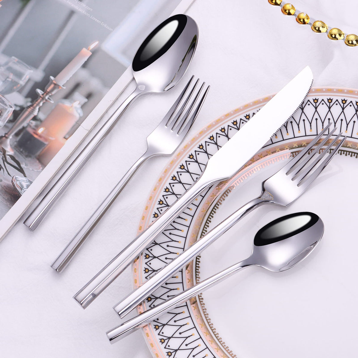 Monarque Silver Hexagonal Stainless Steel Cutlery Set