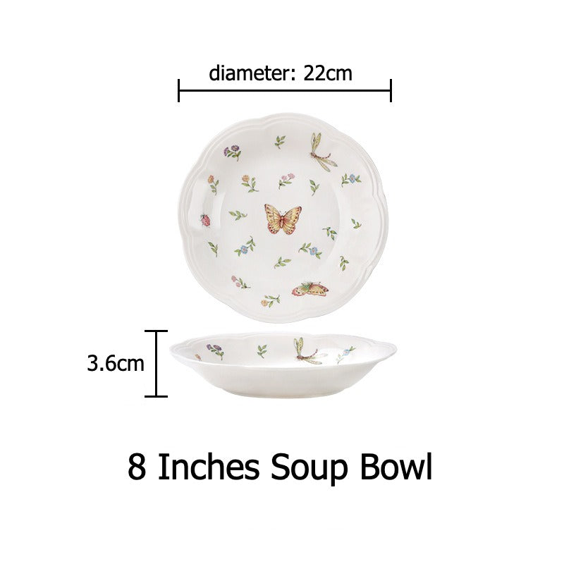 Vintage Butterfly Dining Plate & Soup Bowl - FINAL SALE