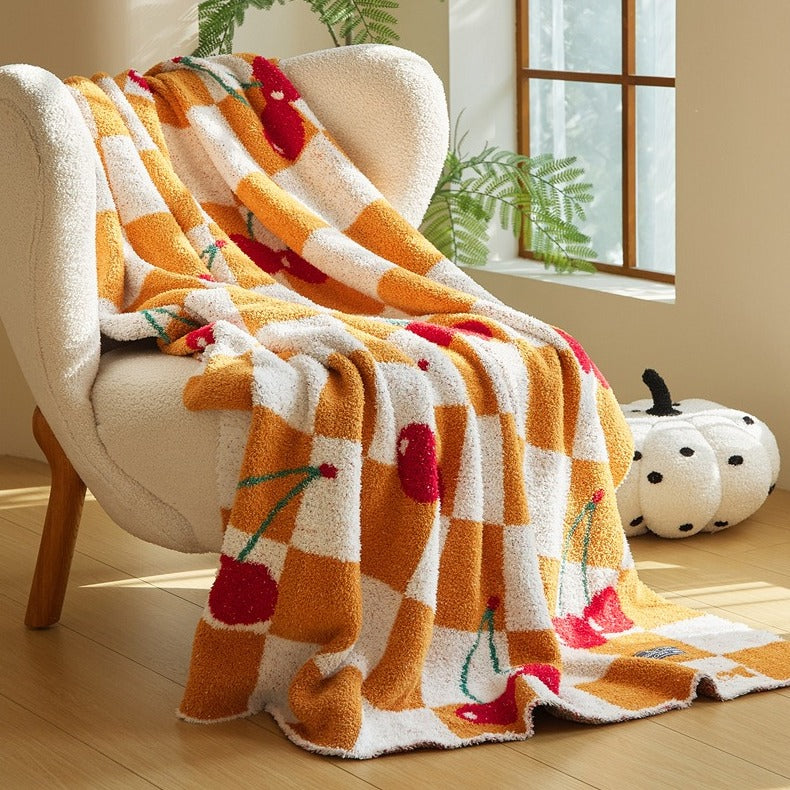 Cherry Picnic Checker Throw