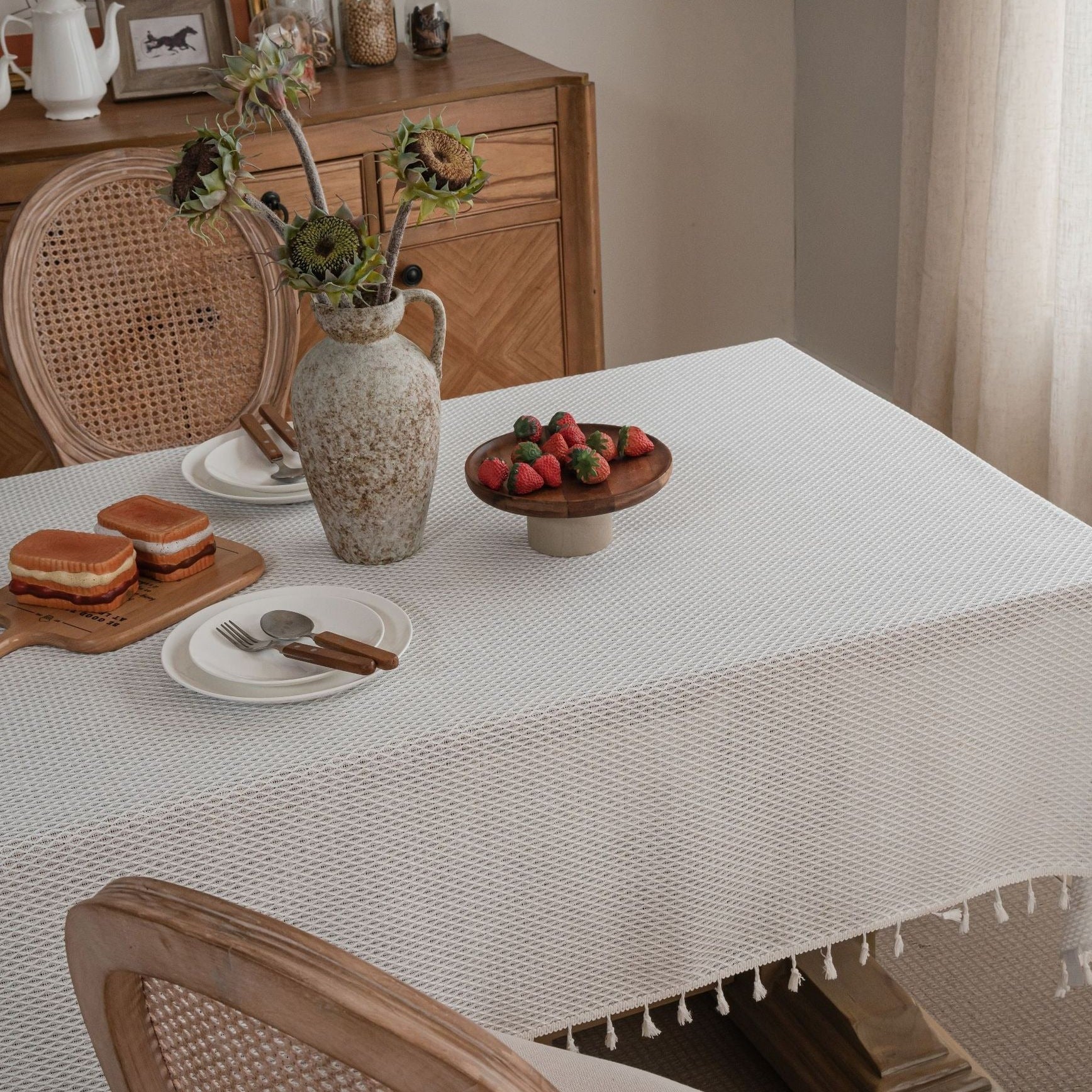 Waffle Tassel Tablecloth