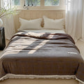 Soft Toffee Plaid Summer Quilted Blanket