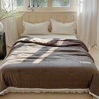 Soft Toffee Plaid Summer Quilted Blanket