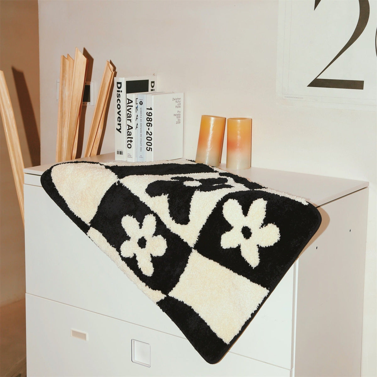 Checkerboard Daisy Bath Mat - FINAL SALE